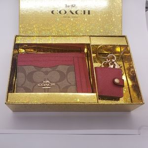 Coach Signature Skinny Card & Photo Keychain